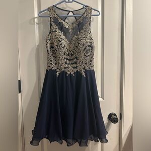 BMWT - Navy Blue Beaded cocktail dress. Size 10